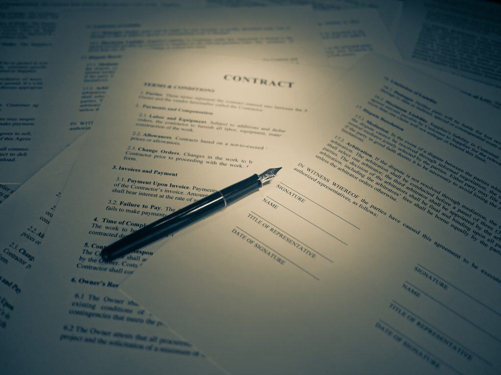 Legal contract and signature